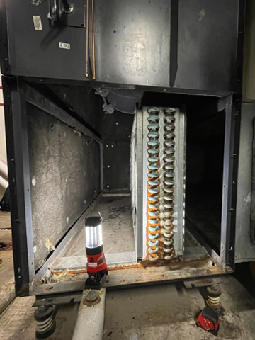 The Trane unit with the existing chilled water coil.