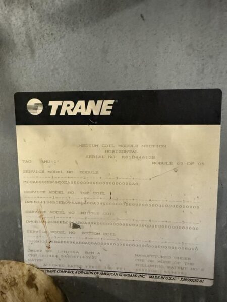 Trane AHU-1 M-Series with Chilled Water Coils
