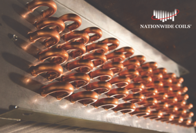 End view of an HVAC coil showing copper U-bend tubes.